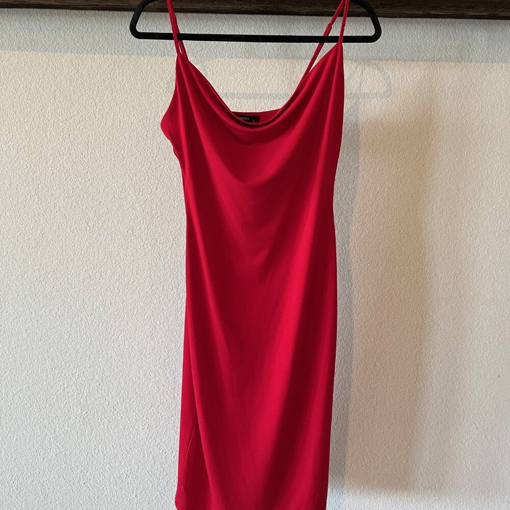 Forever 21 Red Cowl Neck Fitted Dress